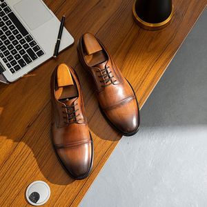 Apini Chaussures pour hommes en cuir véritable de style italien haut de gamme, faites à la main, à lacets, pour affaires et occasions décontractées, imperméables - Product Image 6
