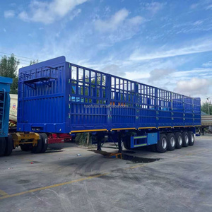 Semi-remorque à plateau à 5 essieux en acier de 90 tonnes de bonne qualité pour le <span class=keywords><strong>transport</strong></span> de bétail/vaches/porcs/volailles/<span class=keywords><strong>animaux</strong></span> - Product Image 3
