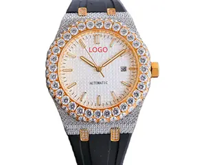 Chất Lượng Cao Sang Trọng Thiết Kế Đồng Hồ Cho Nam Giới Montre Orologio Uomo Moissanite Zircon Kim Cương Ban Nhạc Cao Su Mens Womens Đồng Hồ