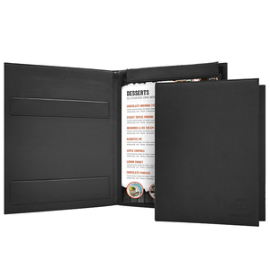 Couverture de menu en cuir personnalisée pour restaurant avec porte-menu magnétique A4 en cuir - Product Image 1