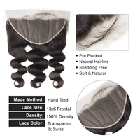 Vente en Gros de Frontal en Dentelle HD Transparente Vierge de Vison 13x6, Closure de Cheveux 100% Humains