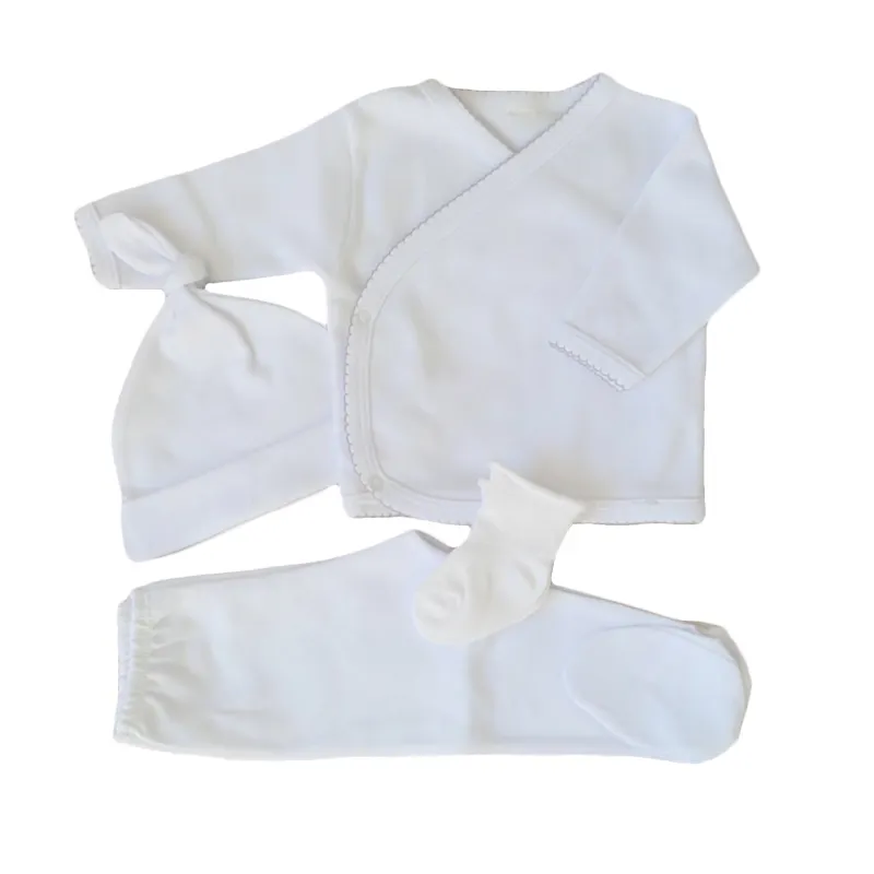 Setelan baju monyet bayi, mantel kualitas tinggi setelan celana dan pakaian bayi dengan picot trim untuk bayi baru lahir