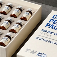 Boîte rigide personnalisée en papier spécial blanc avec couvercle et base pour flacons de peptides, 12 flacons, éponge, impression offset quadricolore, soins personnels