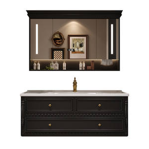 French luxury modern black wall mounted bathroom cabinet light luxury washbasin in the bathroom - Product Image 6