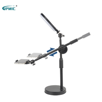 Support de téléphone et Base métallique fixe avec éclairage annulaire LED réglable pour Selfie de bureau