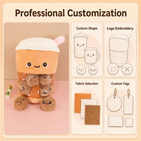 En gros : Peluches, Coussins en forme de tasse de Bubble Tea Boba, Coussins souples amovibles pour collations, Cadeaux créatifs, Poupées Bobo en peluche