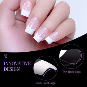 120 Uñas Postizas Rectangulares Francesas 3D de ABS, Uñas Postizas de Cobertura Completa para Decoración de Uñas, Manicura, Uso en Salón - Product Image 4