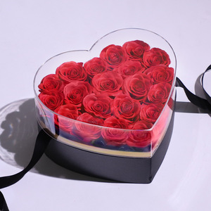 D151 Roses immortelles préservées Rose éternelle fleurs conservées Saint Valentin pour toujours fleurs forme de coeur boîte rose personnalisée - Product Image 6