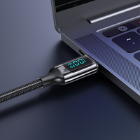 USAMS kabel pengisian daya Cepat PD 100W, kabel pengisian daya USB jalinan nilon tahan lama arus tinggi dengan tampilan Digital