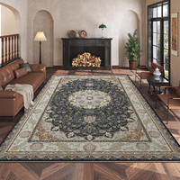 Tapis de salon et chambre haut de gamme rétro, motif floral bohème américain moderne du milieu du siècle, en fibre de polyester avec envers en silicone