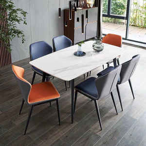 Mesa de comedor de roca brillante de lujo ligera de estilo italiano, mesa de comedor moderna y sencilla para el hogar, combinación de silla de comedor - Product Image 4