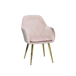 Chaise de salle à manger en tissu velours, nouveau style luxueux et matelassé, avec pieds en métal - Product Image 1
