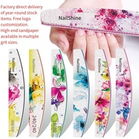 SunelPort Kit de limes à ongles demi-lune écologiques du Japon 80/100/150/180/240/320, outil de polissage double face en papier de verre et éponge lavable