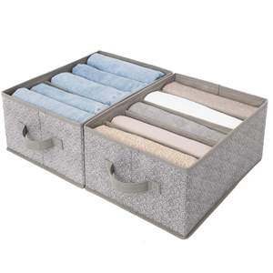 Lot de 2 boîtes de rangement pliables en coton et lin grande capacité pour vêtements, jouets, accessoires pour animaux, tiroirs et jeans - Product Image 1
