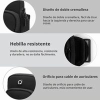 Armtasche mit großem Fassungsvermögen, Reißverschluss, Kopfhörerloch, universelle Armtasche für Mobiltelefone zum Laufen und für Outdoor-Sportarten