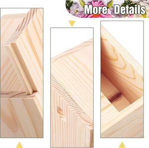 Caja de madera sin terminar con tapa deslizante, cajas de almacenamiento de madera pequeñas, Cajas de Regalo vacías, caja de lápices para proyectos de manualidades - Product Image 2