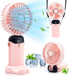 Mini-ventilateur portable USB rechargeable 1200 mAh, 5 vitesses, faible bruit, à porter autour du cou, idéal pour l'hôtellerie - Vente en gros directe usine - Product Image 1