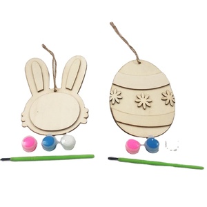 Wooden Easter Eggs Pendant Wood Slices Craft for DIY Hanging Ornament Home Decoration Unfinished Wood with Strings for Disks Tag