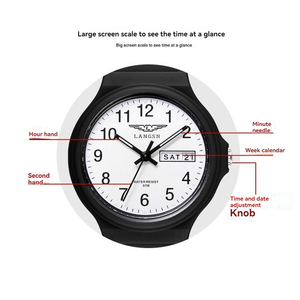 <span class=keywords><strong>Orologio</strong></span> al Quarzo con Doppio Calendario, Stile Minimalista Impermeabile in <span class=keywords><strong>Bianco</strong></span> e Nero, Orologi da <span class=keywords><strong>Donna</strong></span> e da Uomo - Product Image 6