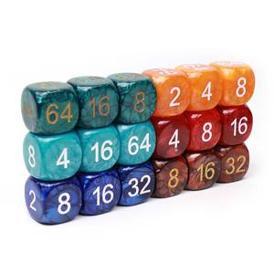 פנינת 22 מ "מ פנינת צבע קוביות אקריליות בצבע כחול כהה מספרים חרוט בצבע כתום כחול. - Product Image 5