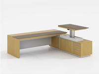 Nouvelle conception de table de direction moderne en bois avec armoire latérale et pieds en acier inoxydable pour mobilier de bureau