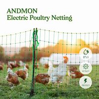 Kit de Filet Électrique pour Volaille 48 pi x 164 pi, Clôture Solaire Électrique pour Poulets, Canards et Dindes, Installation Facile, 0,53 Joule