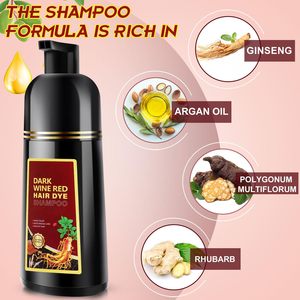 Runjia New Herbal Semi-Permanent Hair Dye <strong>Shampoo</strong> 3-in-1 Dark Wine <strong>Red</strong> 500ml Smooth Cream Formula Gray Hair Coverage Home Use - Product Image 3