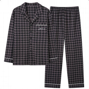 ชุดนอนผ้าฝ้าย2ชิ้นสำหรับคู่รักชายและหญิงเสื้อแขนยาวออกแบบได้ตามต้องการ - Product Image 1