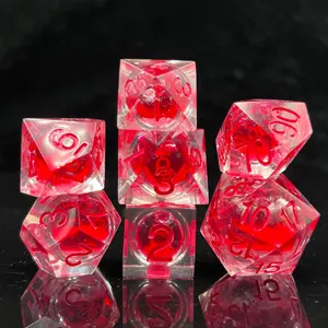 Jogo de RPG de mesa de areia movediça transparente de pedra preciosa natural de poliedro de dados de resina Dnd com logotipo personalizado por atacado