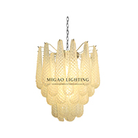 Lustre en verre vintage français médiéval de luxe, suspension jaune texturée en forme de goutte pour villa, salle à manger, salon, entrée