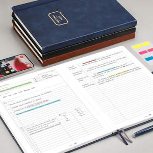 Cuaderno de tapa dura de cuero con impresión de libro personalizado A5 B5 planificador de proyectos cuaderno de reuniones para el trabajo - Product Image 6