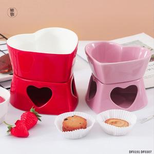 Mini pot <span class=keywords><strong>à</strong></span> <span class=keywords><strong>fondue</strong></span> en céramique en forme de cœur rouge - Product Image 2
