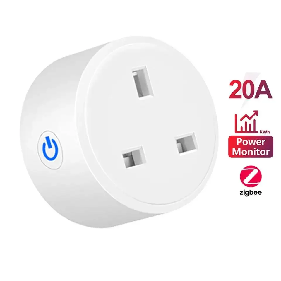 YIERYI Tuya smet 20A 16A مخرج صوت مؤقت متر جهاز مراقبة الطاقة مقبس Zigbee المملكة المتحدة لاليكسا جوجل المنزل