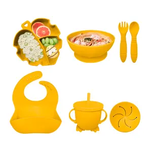 Hot Food Grade Siliconen Kinderen Baby Servies Voeding Cartoon Diner Zuig Rubberen Plaat Kom En Lepel Cadeau Set Voor Baby 'S