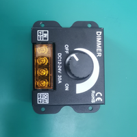 JIUAN Variateur de luminosité PWM haute puissance DC12V-24V 30A avec bouton de réglage, interrupteur de luminosité, boîtier métallique, lumière LED monochrome 1 canal 720W