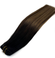 Extensions de cheveux à clipser en cheveux humains, extensions à clipser lisses couleur brun foncé ombré, extensions de cheveux à clipser sans couture pour femmes