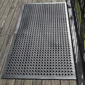 Custom Anti Fatigue Restaurant Perforated Rubber Floor Mats With Holes Drainage Kitchen Mat Available For Workstation/wet Areas