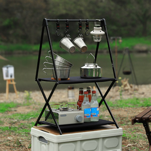 Étagère de rangement pliable en aluminium multi-niveaux pour le camping en plein air, pour équipement de camping et ustensiles de cuisine - Product Image 2