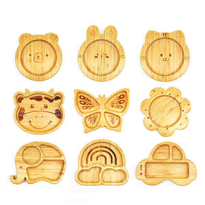 定制工厂环保动物考拉大象可爱儿童吸盘餐盘儿童餐具竹制婴儿喂食套装 - Product Image 3