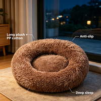 Lit pour chat en peluche douce personnalisé OEM ODM, coloré, tie-dye, apaisant, rond, pour petits chiens et chats
