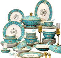 Service de table en porcelaine fine émaillée, motif lotus torsadé, vaisselle de luxe, compatible lave-vaisselle, micro-ondes et four