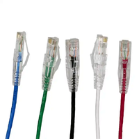 Kabel Patch RJ45 UTP Cat6 Slim dengan Panjang yang Dapat Disesuaikan 0.5m/1m/2m/5m, Jaket PVC LSZH, 28AWG, 8 Konduktor, Konduktor Tembaga Telanjang