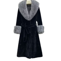 Manteau long en fourrure imitée de vison et de renard, à imprimé léopard de luxe, populaire, avec col en fourrure volumineux, amincissant la taille