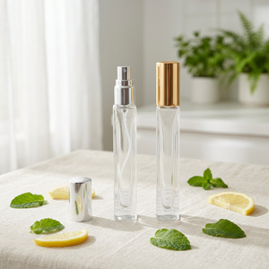 Botella de perfume de vidrio de 10 ml con bomba, tapa de lujo personalizada y única, botella de perfume con tapa metálica y atomizador. - Product Image 1
