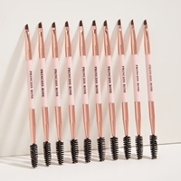 Fabricants de pinceaux à double tête rose Pinceau à sourcils portable pour fard à paupières Pinceau de maquillage à poils souples Outils de beauté