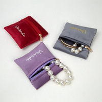 Pochette à bijoux en velours avec fermeture éclair personnalisée, petit sac de rangement à fermeture éclair, pochette en velours multicolores avec fermeture éclair en métal pour bague, boucles d'oreilles, collier