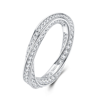 Bague en argent sterling 925 plaqué rhodium, entièrement pavée de moissanite, torsadée et entrelacée, pour femme, cadeau de mariage