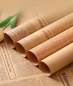 Papel de Regalo para Ramos de Flores, Papel de Regalo Retro, Papel Kraft para Envolver Flores, Girasol, Periódico Inglés - Product Image 6