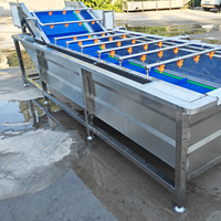 Commerciële bubbelwasmachine met recirculerend water voor het reinigen van fruit, groenten, maïs, noten en het ontdooien van diepvriesproducten