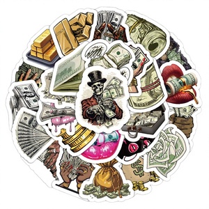 500Pcs PVC Cartoon Banknote Money Graffiti <b>Waterproof</b> UV Printed <b>Stickers</b> for Laptop Luggage Decoration Gold Coin Dollar - Product Image 2